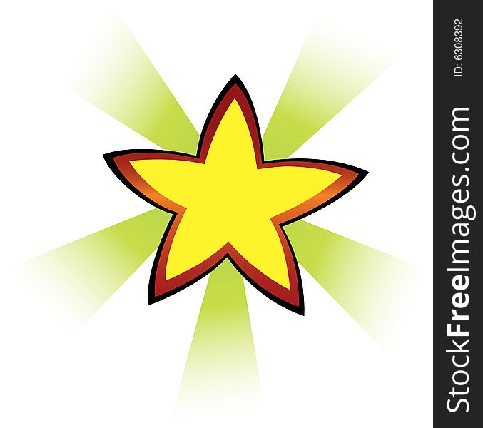 vector image of star with green glare and borwn border, made for kids and toys. vector image of star with green glare and borwn border, made for kids and toys