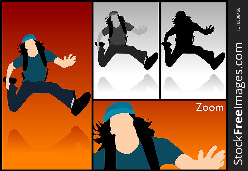 Casual man jumping in air on isolated background