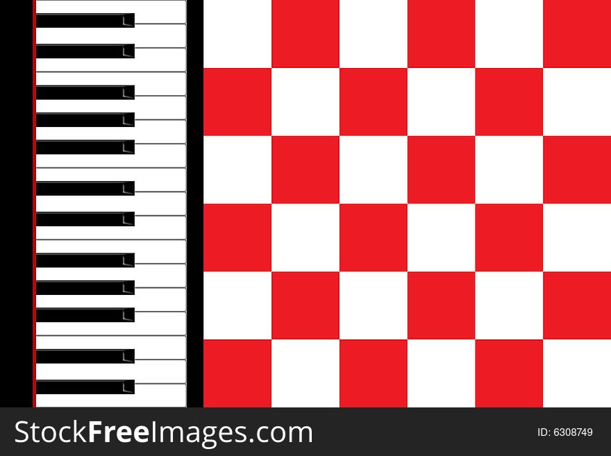 Black and white keys of the piano and squares