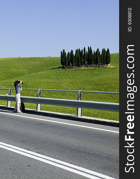 Summer countryside in Tuscany with cypress. Summer countryside in Tuscany with cypress