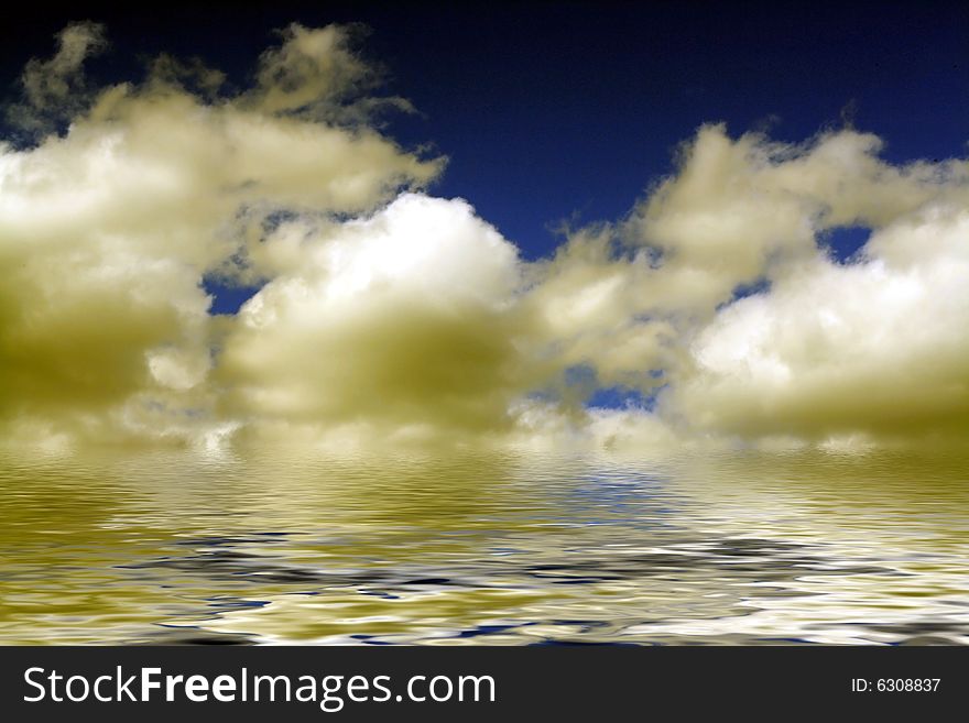 Abstract sky and clouds reflected on water