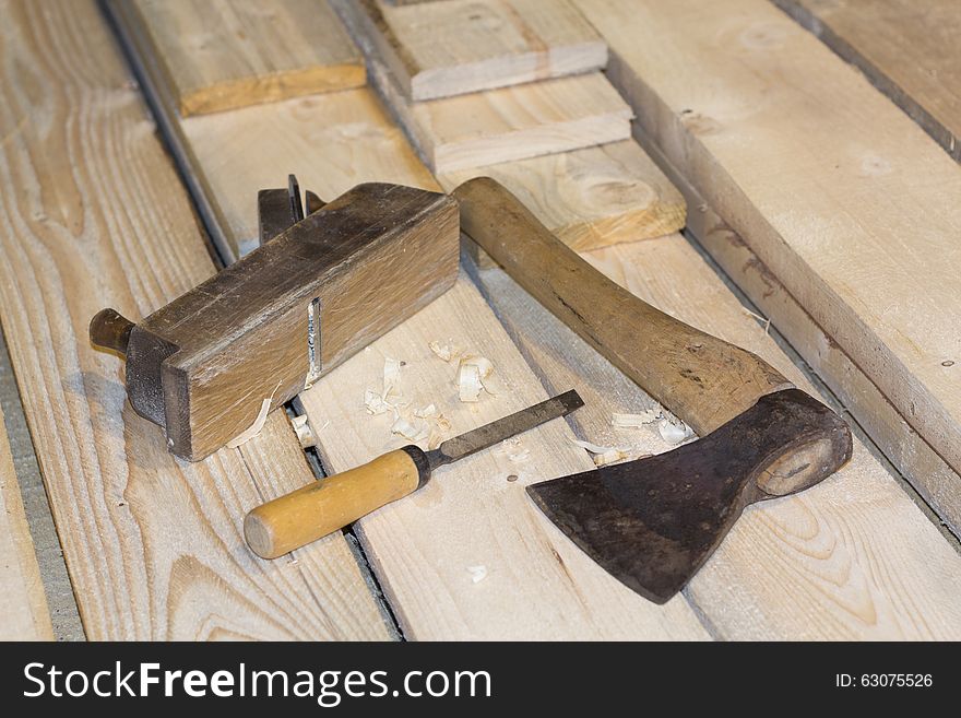 Carpenter Tools Axe Plane and Chisel for Woodworking