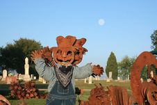 Metal Pumpkin Scarecrow Stock Image Metal Pumpkin Scarecrow Stock Image
