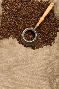 Cezve With Freshly Roasted Coffee Beans Stock Photo Cezve With Freshly Roasted Coffee Beans Stock Photo
