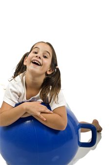 Young Girl On A Space Hopper Royalty Free Stock Photography Young Girl On A Space Hopper Royalty Free Stock Photography