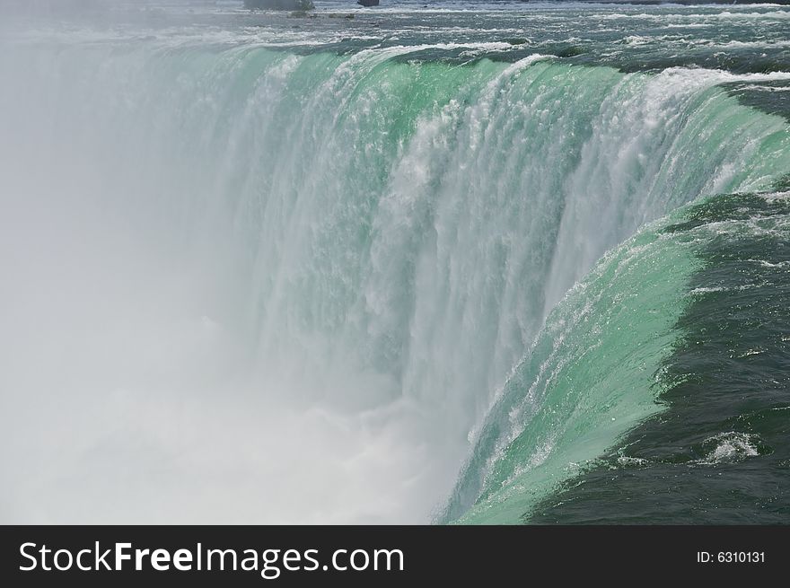 The tip of power at the Horseshoe Falls in Niagara Falls