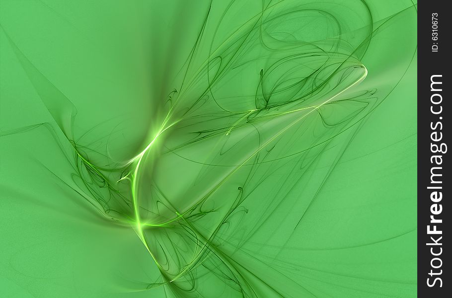 Abstract fractal background - green motion with copy space