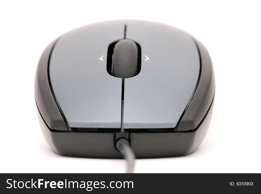 Grey computer mouse on white background. Grey computer mouse on white background