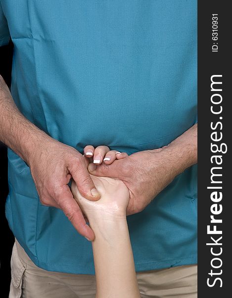 Woman having a wrist Massage from a masseur