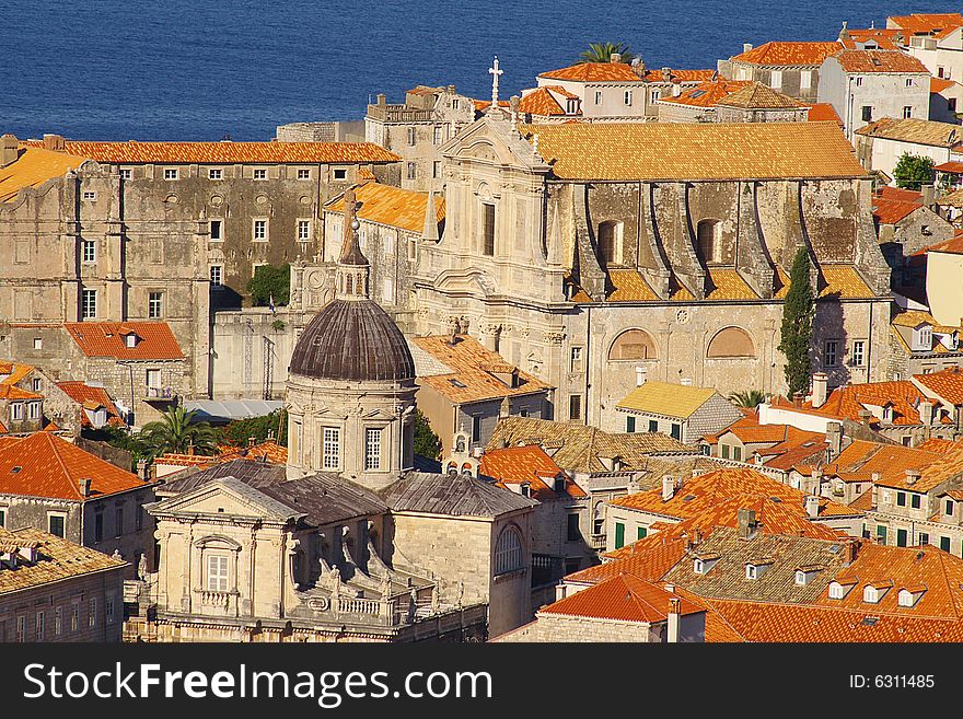 On a photo Dubrovnik old city, details, Cathedral.