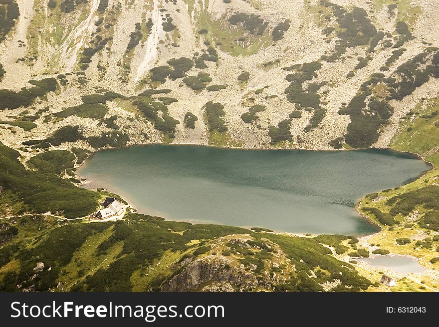 Mountain lake in Polish Tatra mountains in summer