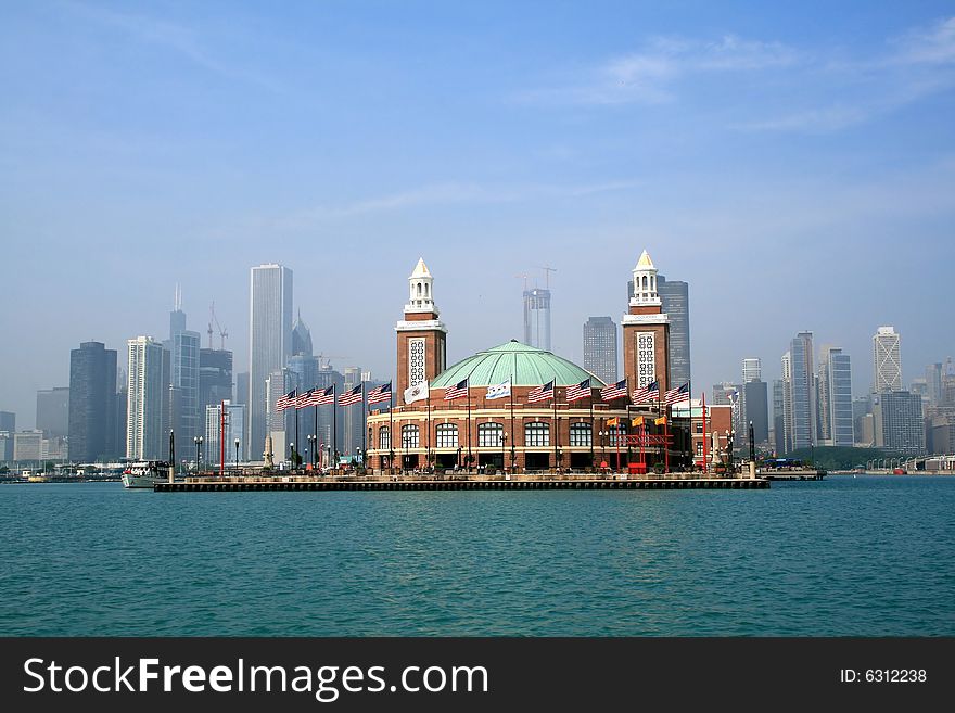 View on Chicago from the lake. View on Chicago from the lake