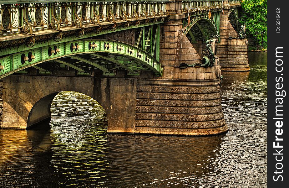 Old bridge cross the river Vltava. Old bridge cross the river Vltava