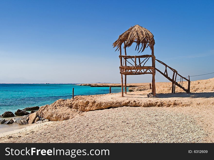 Tower on the beach. Red sea