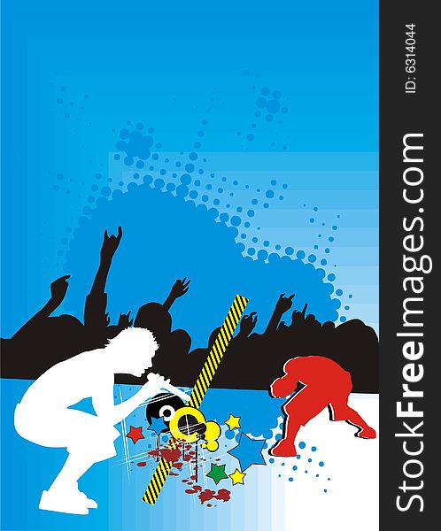 Vector illustration on a theme of   music. Vector illustration on a theme of   music