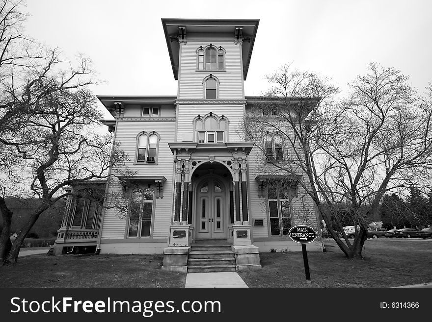 Front view of historical and well maintained mansion. Front view of historical and well maintained mansion.