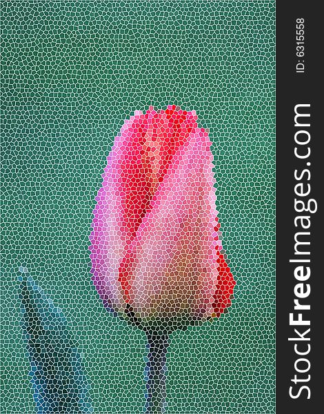 Beautiful pink tulip in stained-glass texture. Beautiful pink tulip in stained-glass texture.