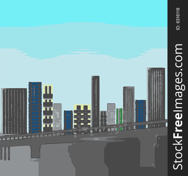 A fully scalable vector illustration of city. Jpeg, Illustrator AI and EPS 8.0 files included.