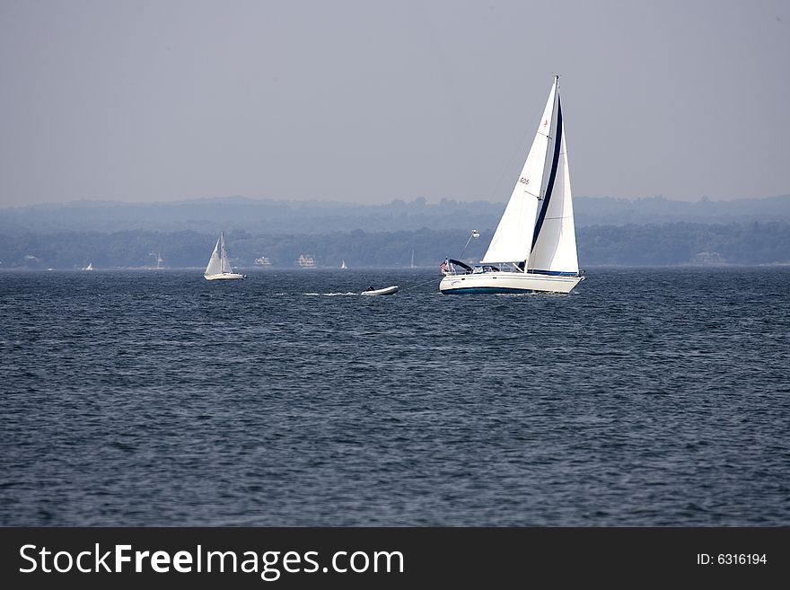 Sailing yacht in the wind