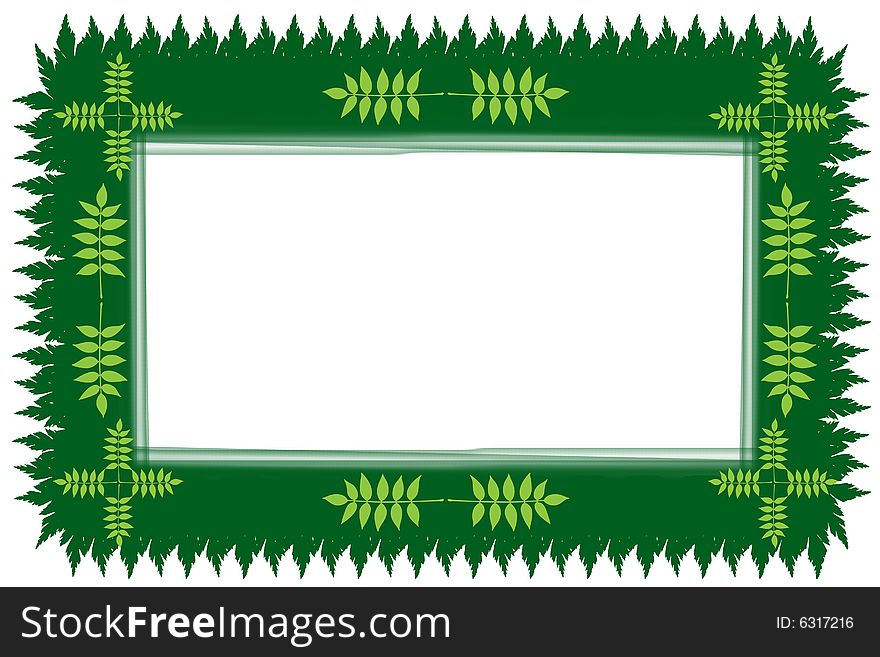 Green colour leaves border generated by illustration on isolate background