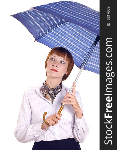 Beautiful young woman with an unbrella. Portrait in a high key. Beautiful young woman with an unbrella. Portrait in a high key.