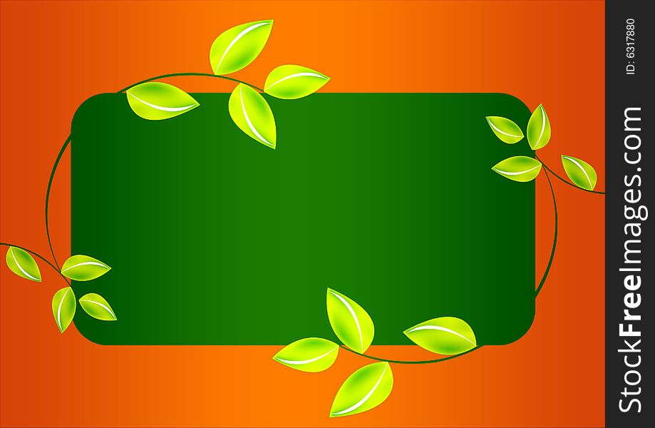 Green leafs banner in gradient background