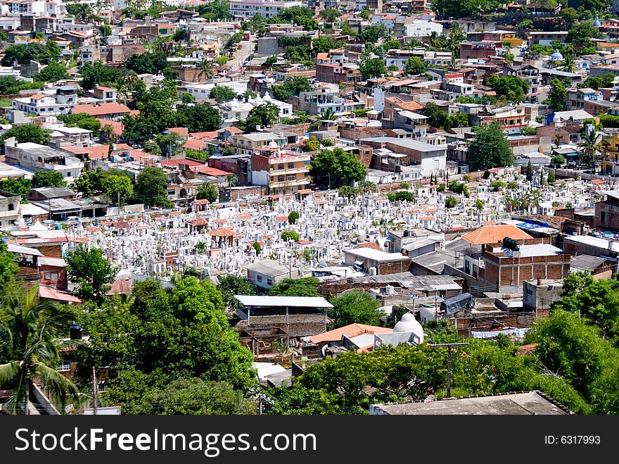 View of Puerto Vallarta Old town and cemetery. View of Puerto Vallarta Old town and cemetery.