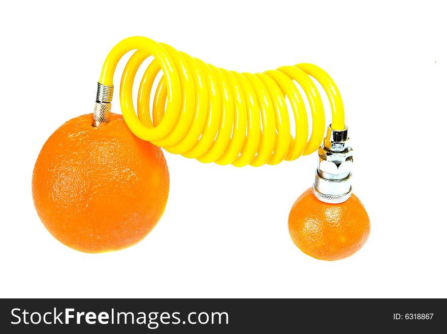 Big orange like a donor for small tangerine. Big orange like a donor for small tangerine