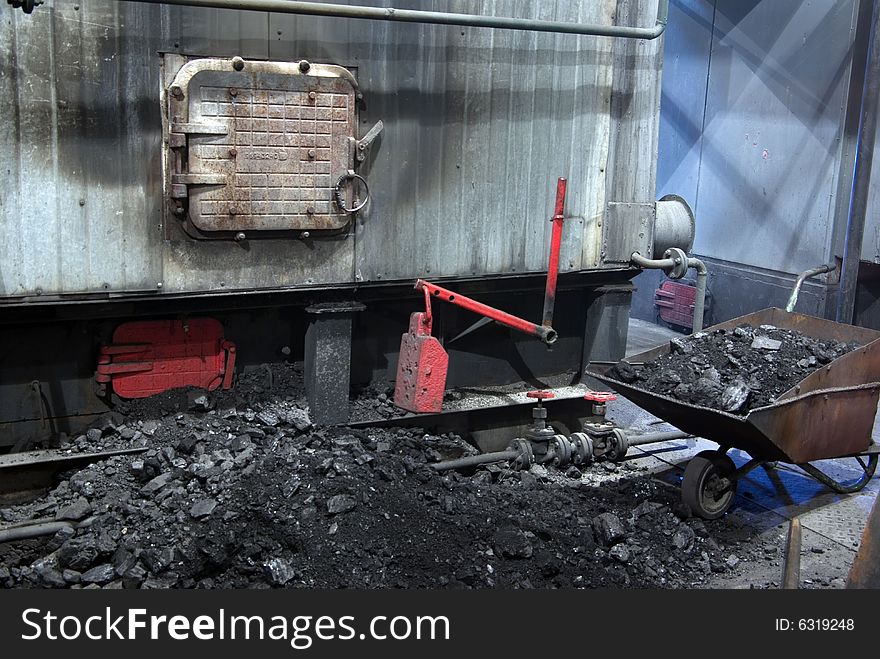 Furnace, Coals And Wheelbarrow Workplace