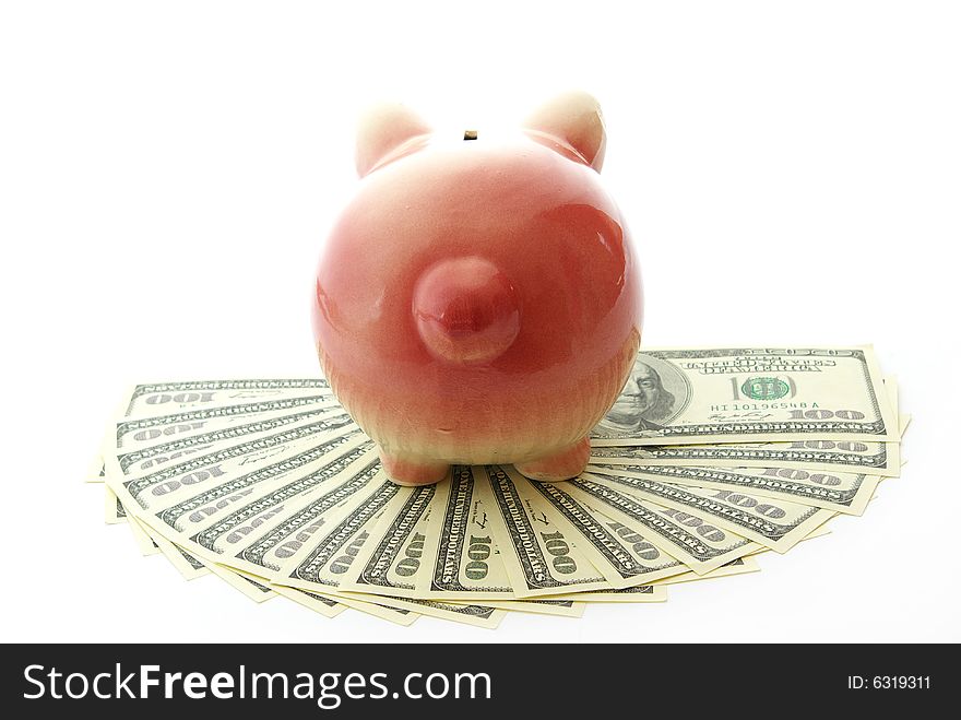 Piggy bank on a dollars