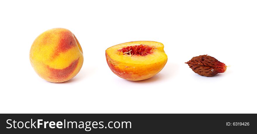 Ripe peach isolated on a white background. Ripe peach isolated on a white background