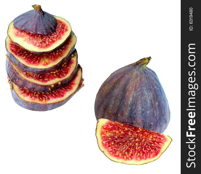 Sliced fig on white background separated. Sliced fig on white background separated