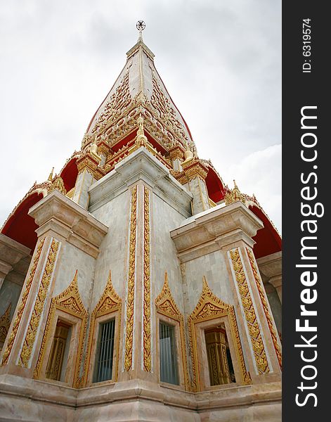 An image of wat chalong tower in phuket thailand.