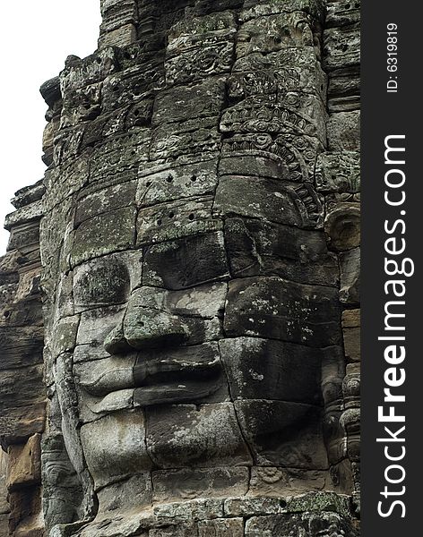 Buddha Face made in stone, Angkor Thom in Cambodia. Buddha Face made in stone, Angkor Thom in Cambodia