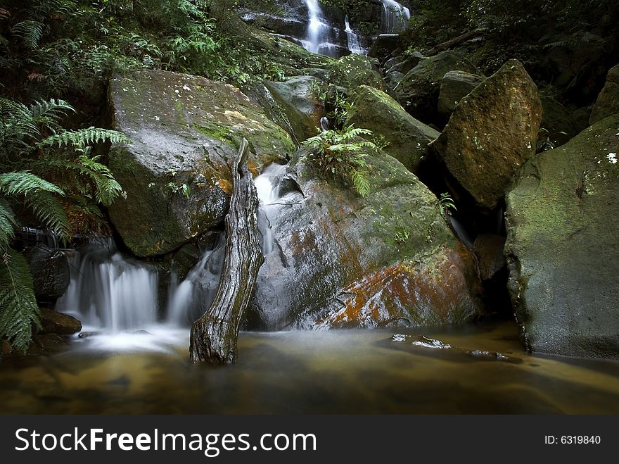 Water running down rock face. Water running down rock face