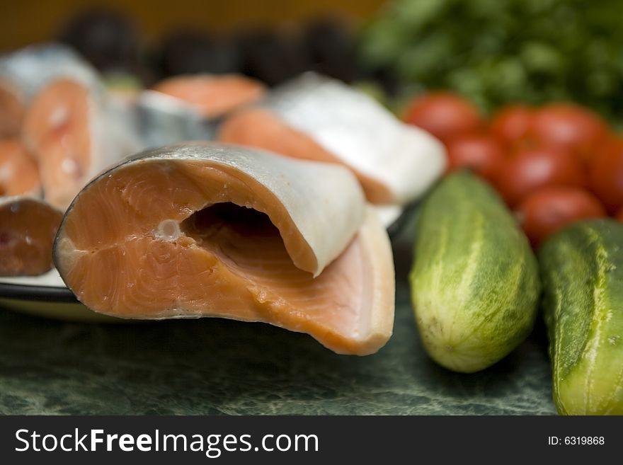 Fresh red salmon fish