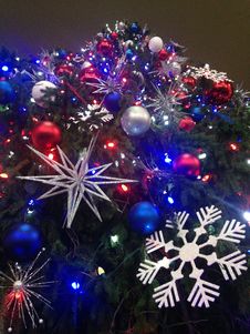 Decorations And Lights On A Christmas Tree In Bryant Park. Stock Images