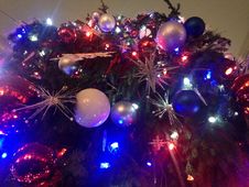 Decorations And Lights On A Christmas Tree In Bryant Park. Stock Images