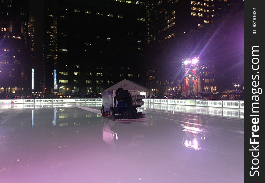 Ice Skating Rink at Bryant Park in the Evening.