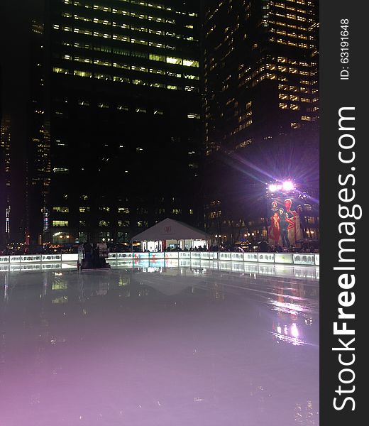 Ice Skating Rink at Bryant Park in the Evening.