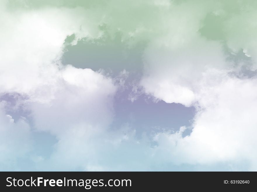 Blue sky with clouds, pastel style as background