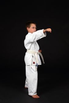 Young Boy Demonstrating Right Stance Stock Photos