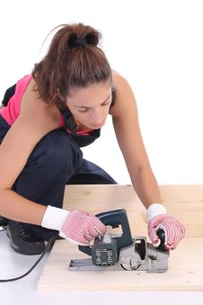 Woman Carpenter At Work Stock Images Woman Carpenter At Work Stock Images