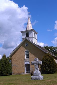 Country Church, Stone Cross Stock Photography Country Church, Stone Cross Stock Photography