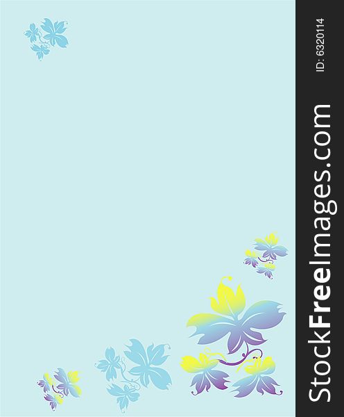 Graphic graceful flowers on a blue background