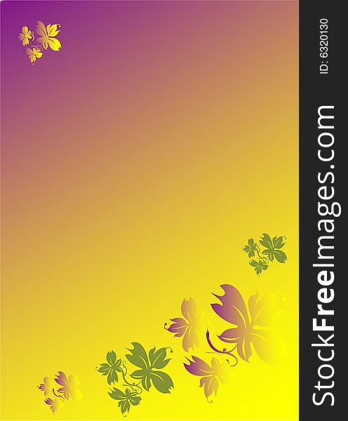 Graphic graceful flowers on a color background