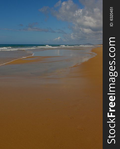 Wet beach in Australia on the sunshine coast