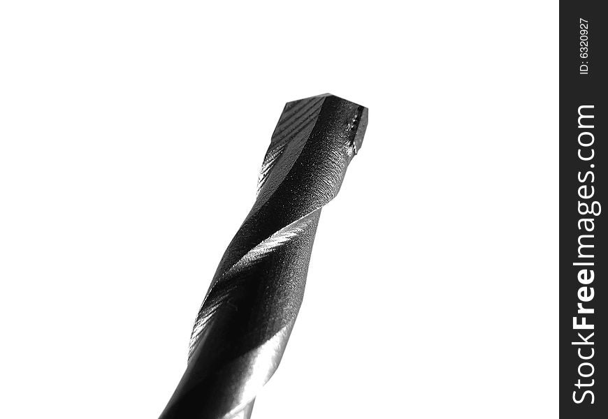 Steel drill on a white background