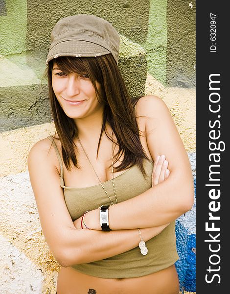 Young smiling woman using casual clothing. Young smiling woman using casual clothing.