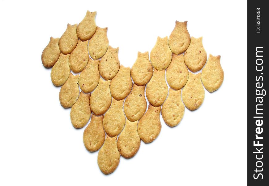 Heart made of brown crackers